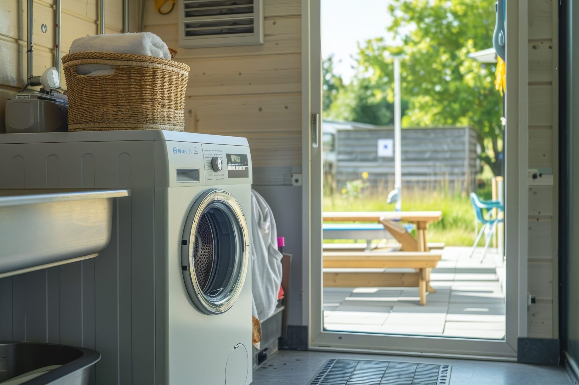 Coin operated washing machine businessA coin-operated washing machine in a campsite laundry facility.