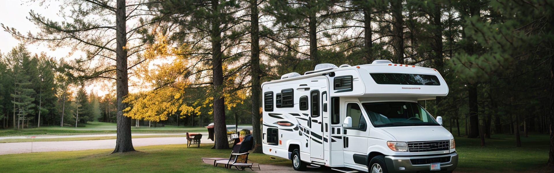 Road adventures on a camper, an exotic kind of outdoor recreation. Generative AI.